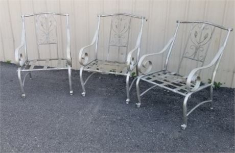 Vintage Iron Patio Chair Trio