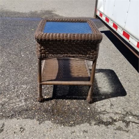 Glass Top Outdoor Accent Table - 17x17x23