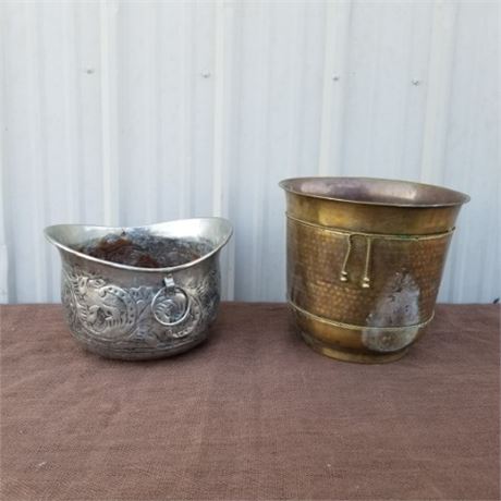 2 Planters (one is Brass)