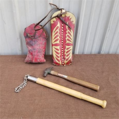 Farrier's Twisk, Hammer, Leather Caddys