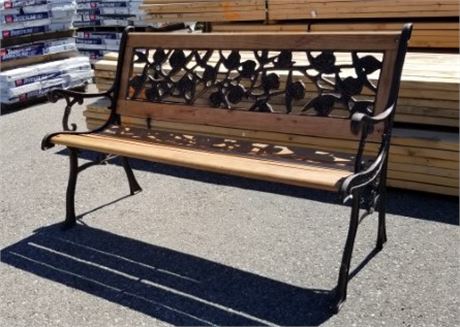 Classic Iron & Wood Outdoor Bench