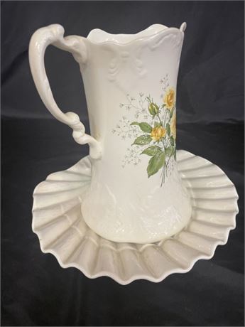 Antique Water Pitcher & Dish