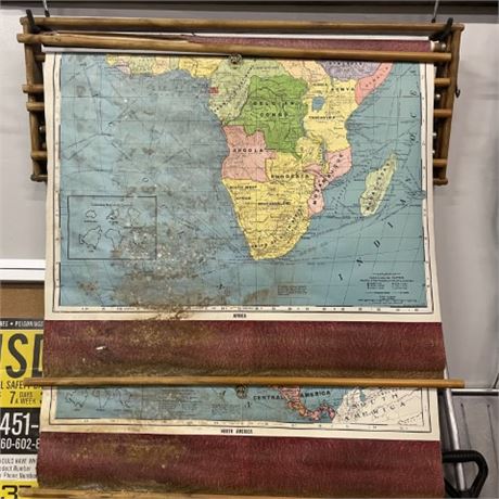 Antique Pull Down Maps of the World - Super Awesome!