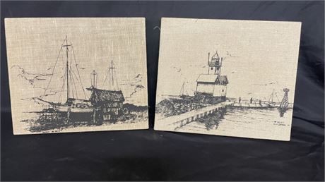 G. W. Odmark Signed Prints on Burlap