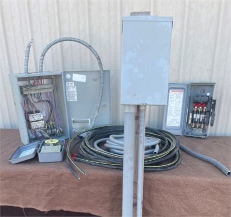 Assorted Electrical Breaker/Circuit Boxes & Wire