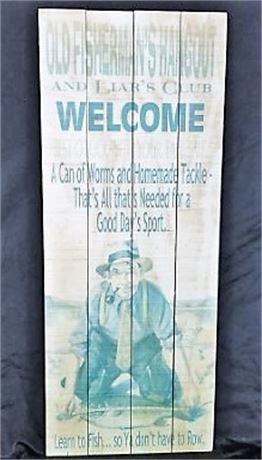 Wood Fishing Sign Home Decor - 14x36