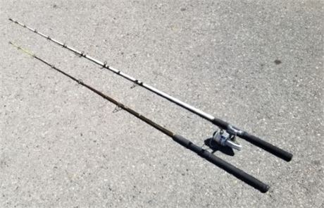 (2) 14 - 30lb Fishing Rods & Penn Reel