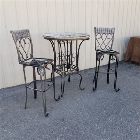 Fancy Ornamental Patio Set with Wine Rack...Needs Top & Seats