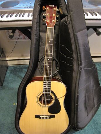 Yamaha Acoustic Guitar with New Strings and Electric Pickup...Very Nice Case