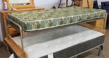 Green Twin Bed Mattress & Metal Frame-White twin below it not included!