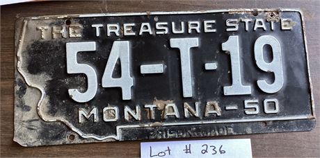 The Treasure State Prison Made License Plate -1950