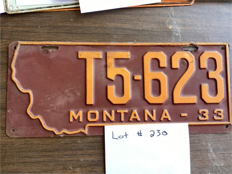 MT License Plate - 1933