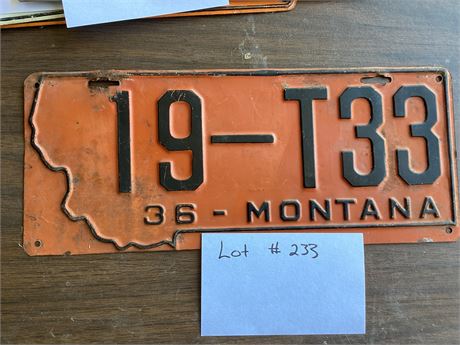 MT License Plate - 1936