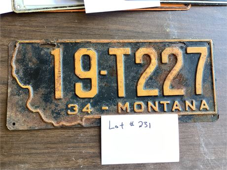 MT License Plate - 1934