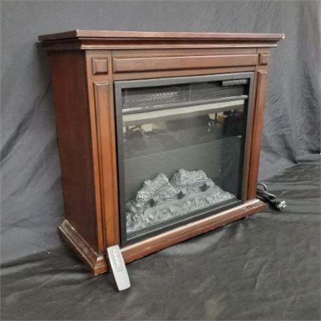 Small Electric Fireplace w/ Remote - 25x10x23