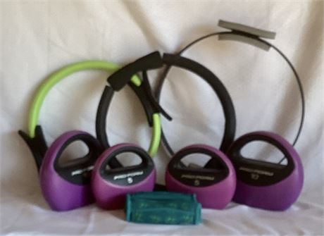 3 pairs of Weights & 3 Pilates Rings