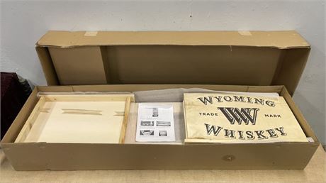 New In Box Wyoming Whiskey Wood Display Shelving Unit...59x17x9