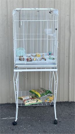 Bird Cage with Lots of Extras for Med Sized Birds...20x20x28...55 Tall