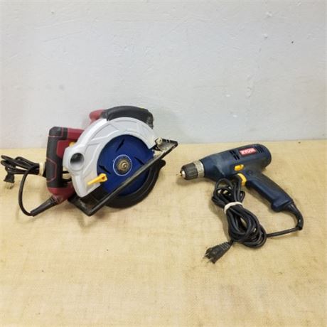 7 1/4" Circular Saw & Ryobi Drill