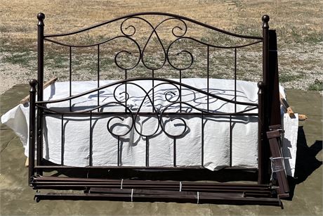 Queen Size Metal Bed Frame with Headboard and Footboard