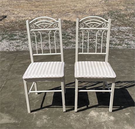 2 White Metal Chairs