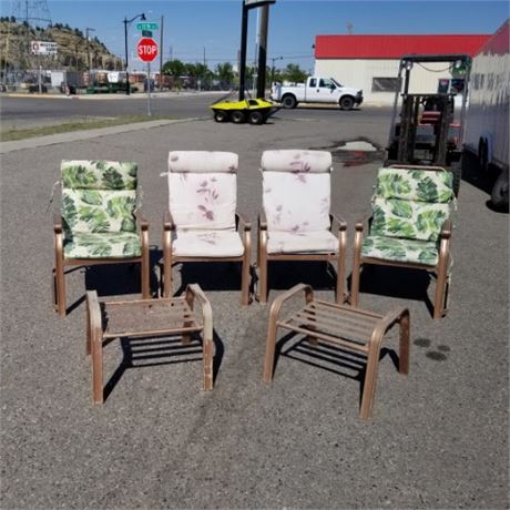 Vintage Reclining Patio Chairs w/ Stools