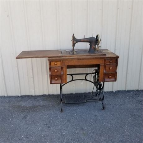 Antique Everett 30-30 Treadle Sewing Machine and Cabinet - 34x18x30