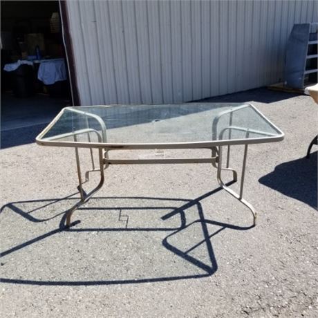 Glass Top Patio Table - 63x29x38