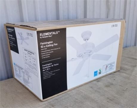 New Unopened in Box White 52" Ceiling Fan