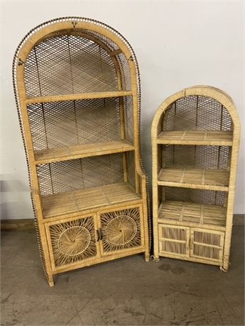 Pair of Wicker Shelving Units - 30x50 & 19x45