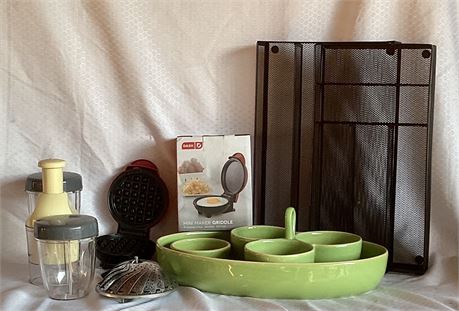 Mini Griddle, Mini Waffle Iron, Silverware Tray