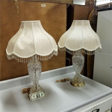 Glass Table Lamp Pair - 28" Height