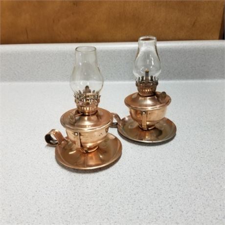 Vintage Copper Oil Lamps