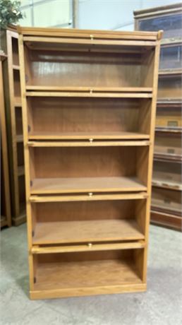 6 Shelf Oak Bookcase w/ Glass Front Doors - 33.5x13x70