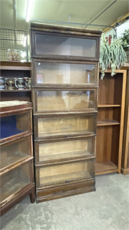 "Macey" Antique 6 Unit Stacking Barrister Bookcase w/ Base & Top