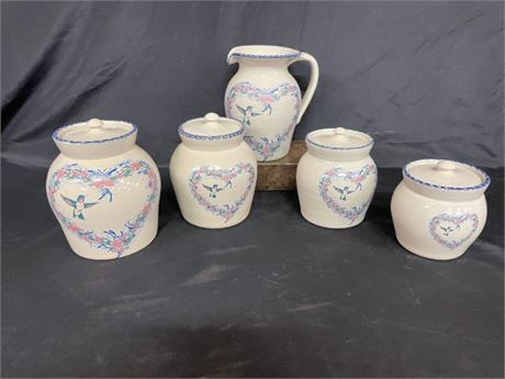 Lidded Jars & Pitcher Set...9"-6" Tall