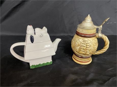 Collectible Snoopy Pitcher & Avon Stein