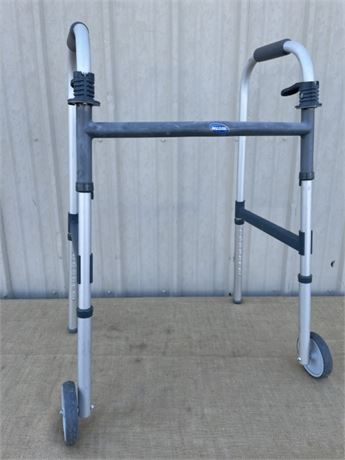 Invacare Adjustable Height Folding Walker w Large Wheels