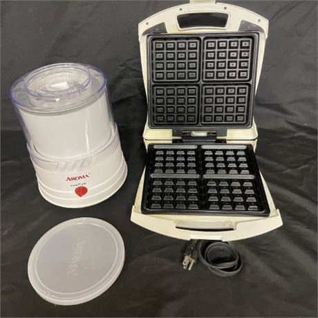 Waffle & Ice Cream? Proctor Silex 10" Waffle Iron & Aroma Ice Cream/Yogurt Maker