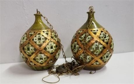 Vintage Ceramic Hanging Light Fixtures - 20x14