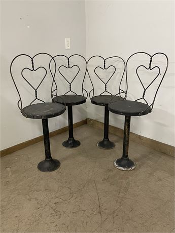 Antique Soda Fountain Chairs w/ Heavy Iron Bases - So Cool!