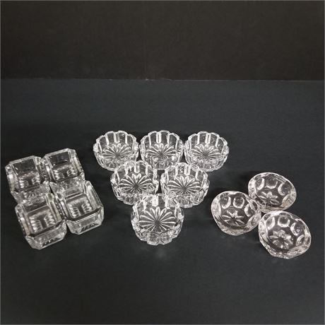 Early 1900s Cut Crystal Salt Cellar Sets - Beautiful!