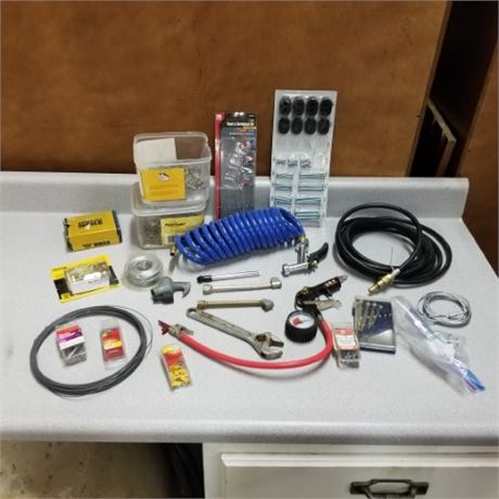 Assorted Pneumatic Items. Tools, and Hardware