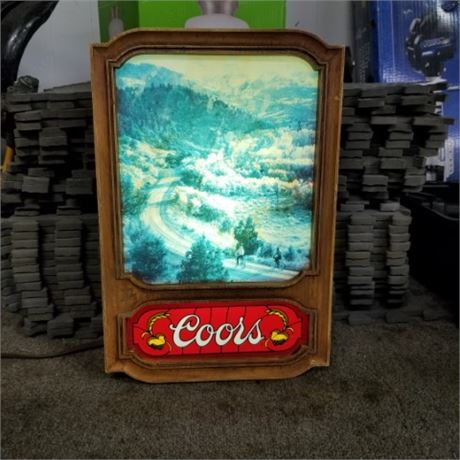 Vintage Coors Lighted Wall Sign - Works! - 11x16