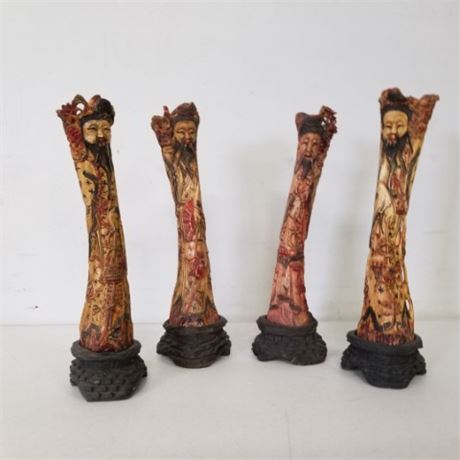 Hand Carved Bone Statues - 12"H