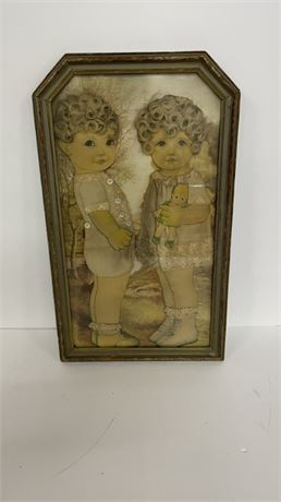 1911 Antique Relief of Paper Dolls with Real Hair by Linder of Chicago
