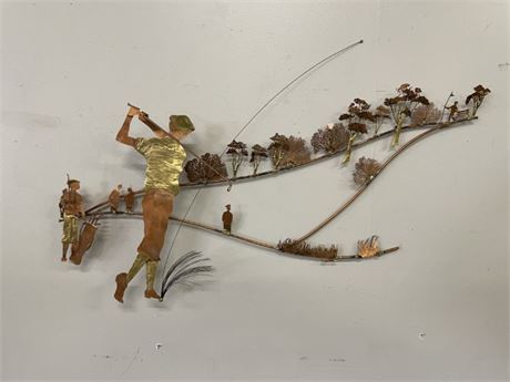 Brass & Copper Kinetic Golf Sculpture...41x30x7