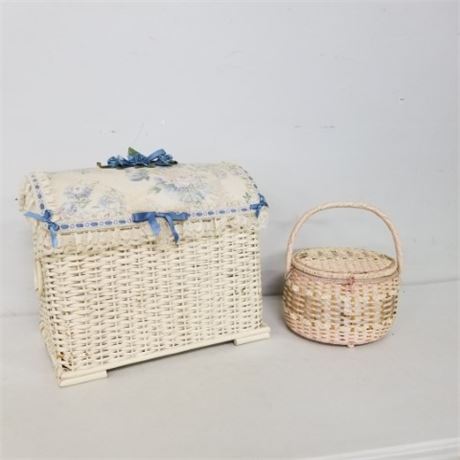 Retro Woven Knitting/Sewing Baskets