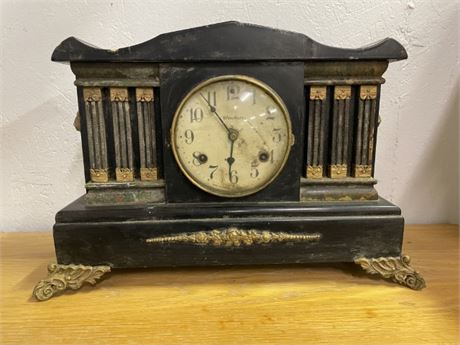 Vintage Waterbury Mantle Clock...No Key...18x12x6