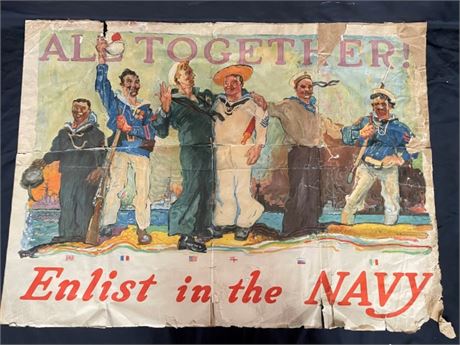 Vintage Navy Recruiting Poster...Fragile